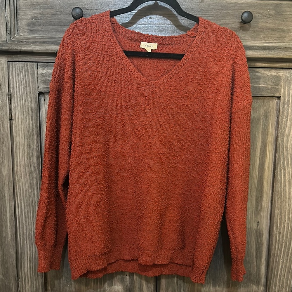 Rust V-Neck Sweater, lightweight, Super comfortable, M/L but fits like a large